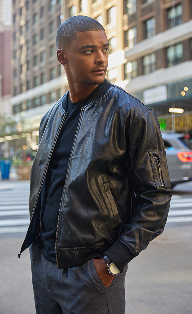 Store Leather bomber Jacket