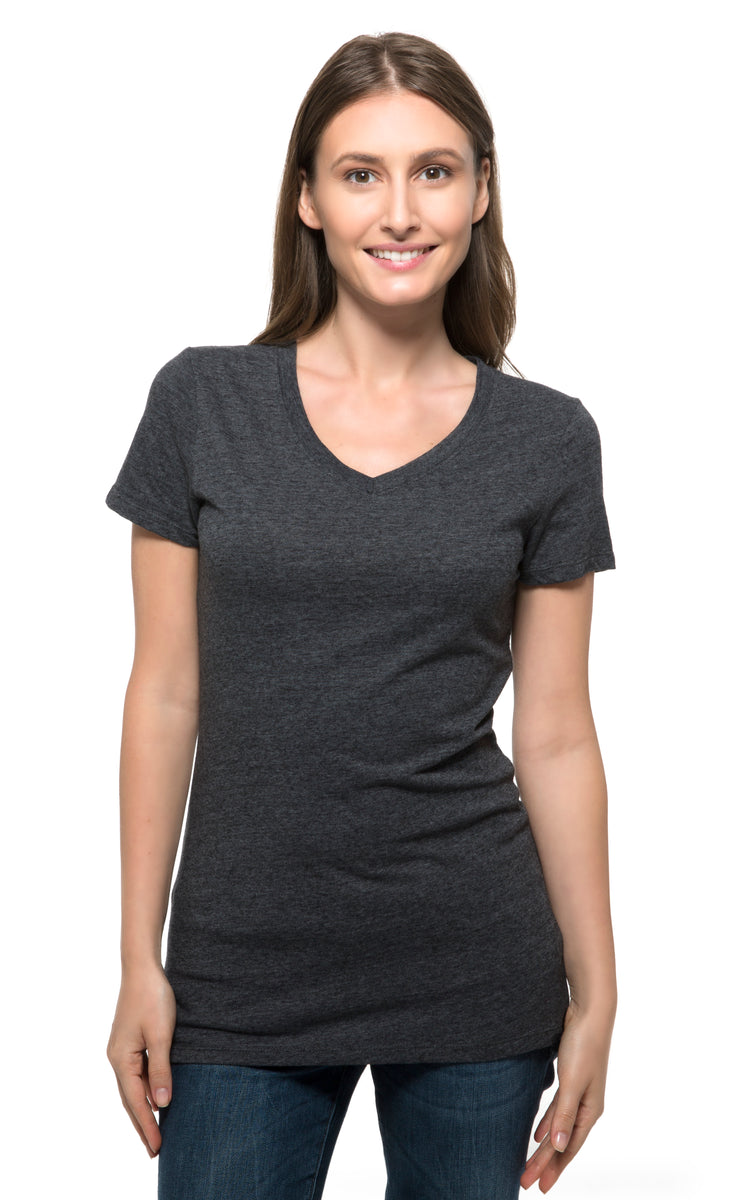 New Era White Bi-Blend Striped V-Neck Women's T-Shirt Small
