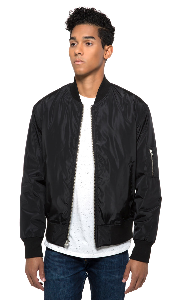 Men Black Bomber Leather Jacket