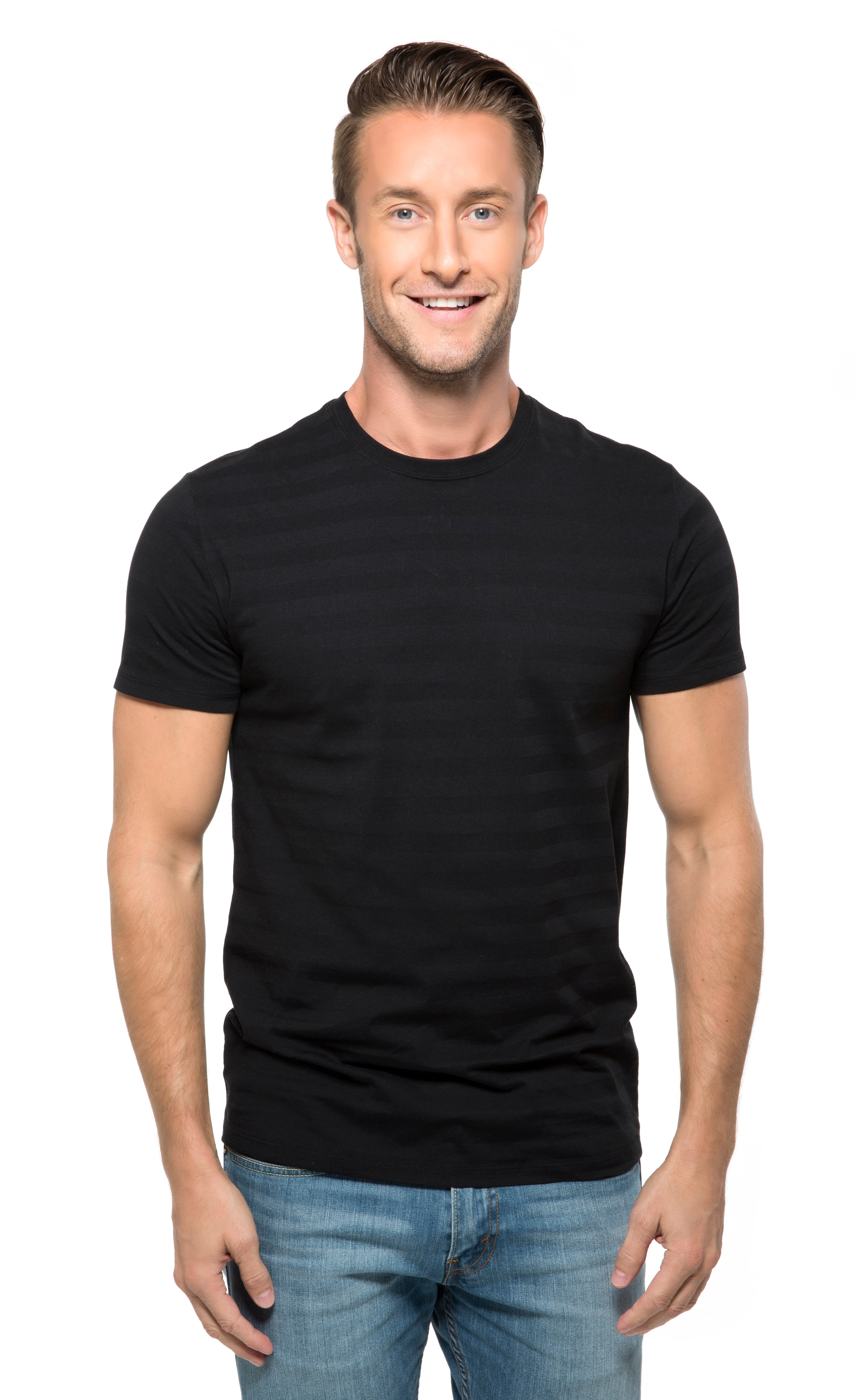 【SATIIIZ】Conflict Pigment Short-Sleeved T-shirt 152A • Mens Invisible Stripe Short-Sleeve Tee – Threadfast