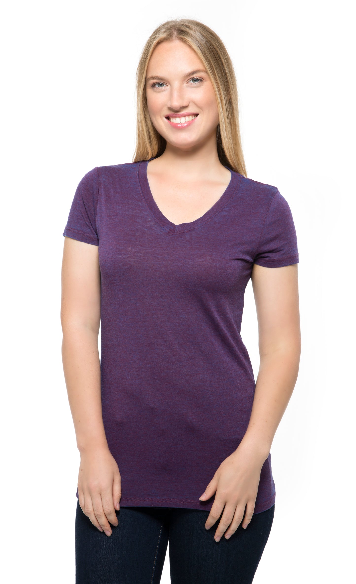 215B • Womens Cross Dye Short-Sleeve V-Neck Tee