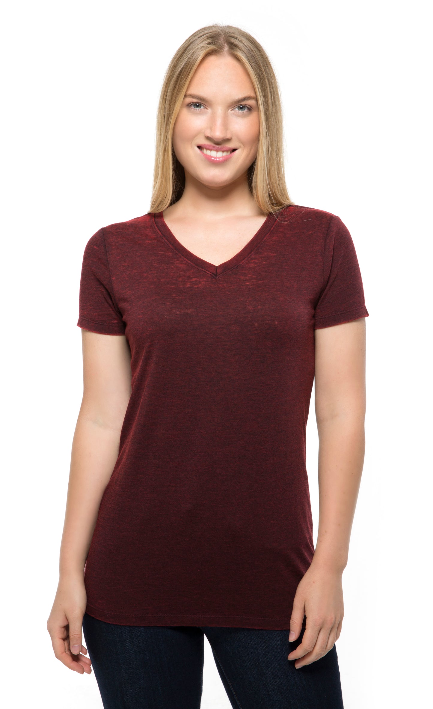 215B • Womens Cross Dye Short-Sleeve V-Neck Tee