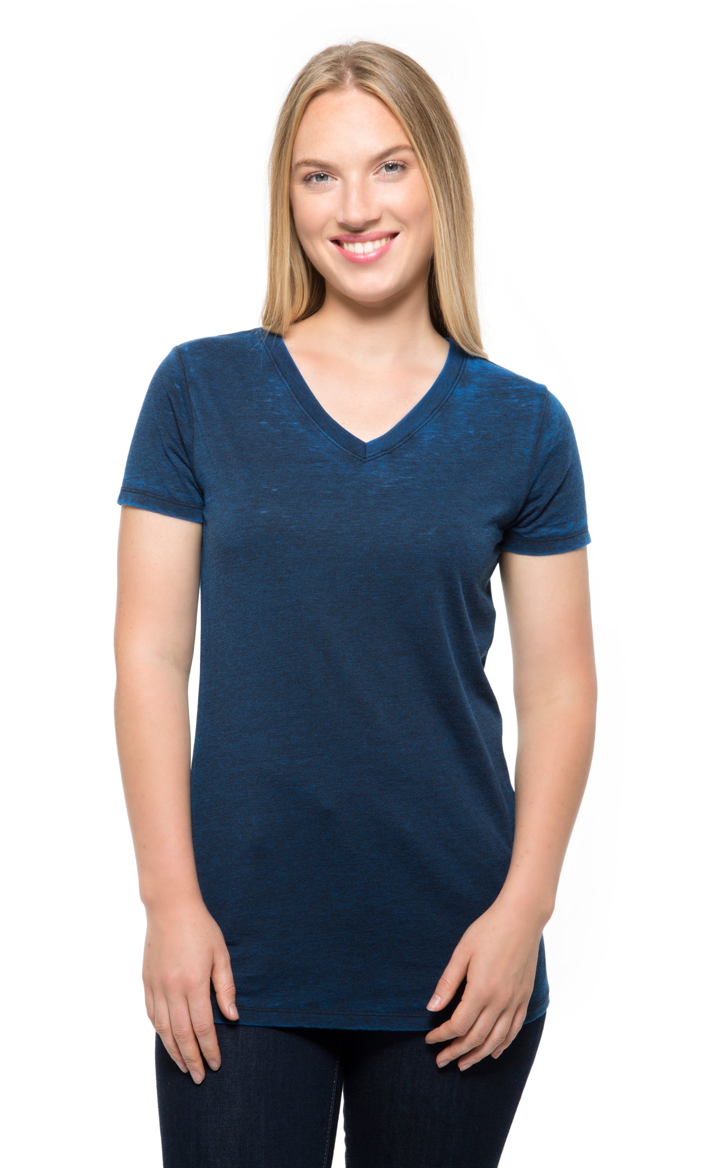 215B • Womens Cross Dye Short-Sleeve V-Neck Tee