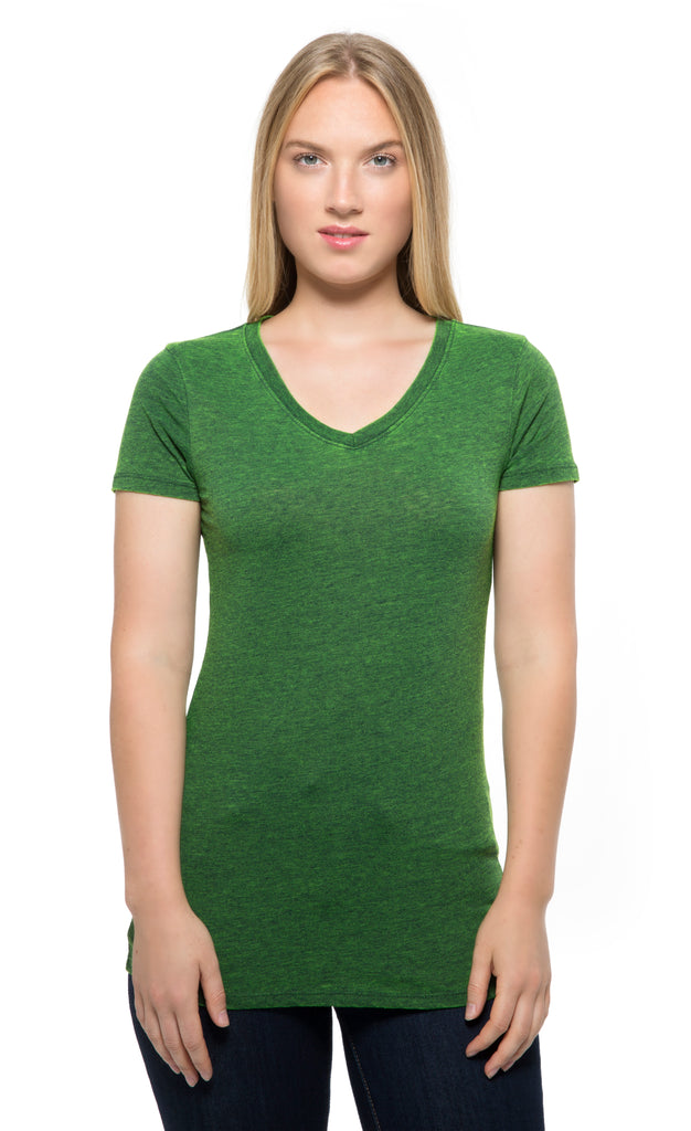 Women's Burnout Deep V-Neck T-Shirt