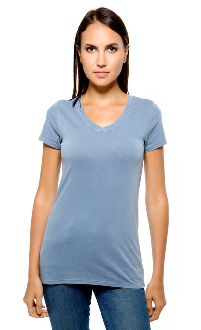 230B • Womens Pigment Dye Short-Sleeve V-Neck Tee