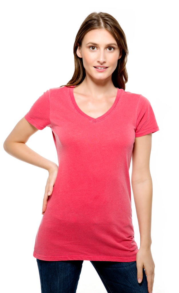 230B • Womens Pigment Dye Short-Sleeve V-Neck Tee