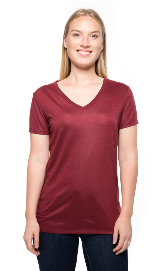 240RV • Womens Liquid Jersey Short-Sleeve V-Neck Tee