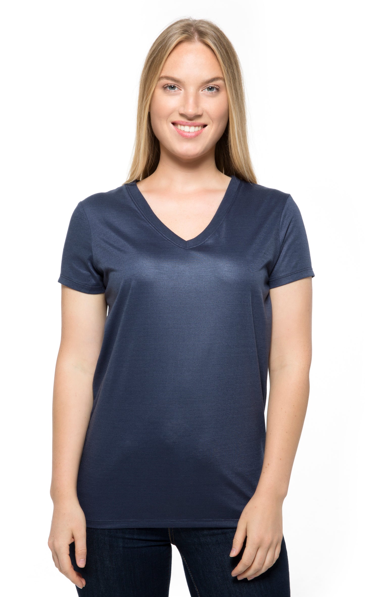 240RV • Womens Liquid Jersey Short-Sleeve V-Neck Tee