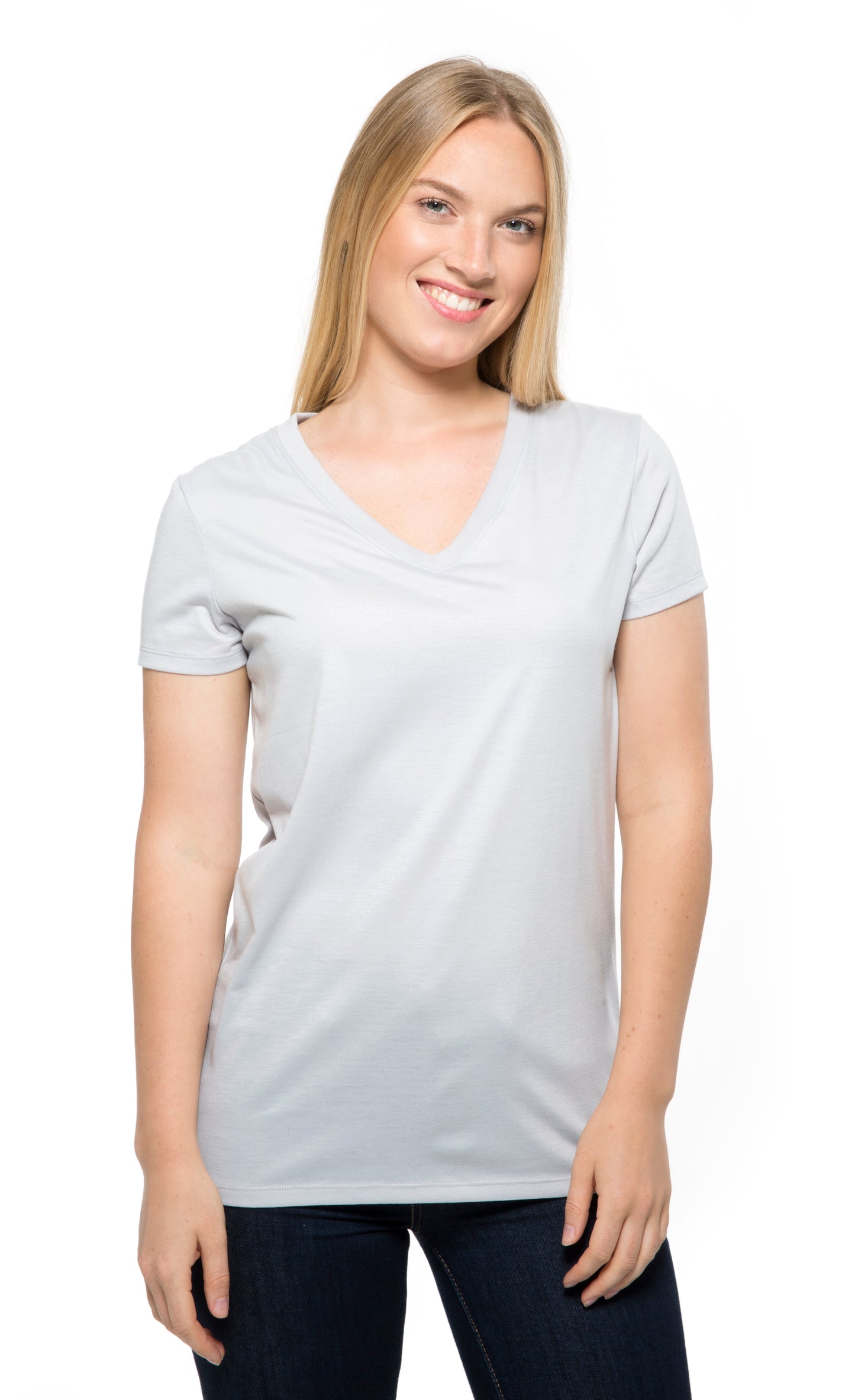 240RV • Womens Liquid Jersey Short-Sleeve V-Neck Tee