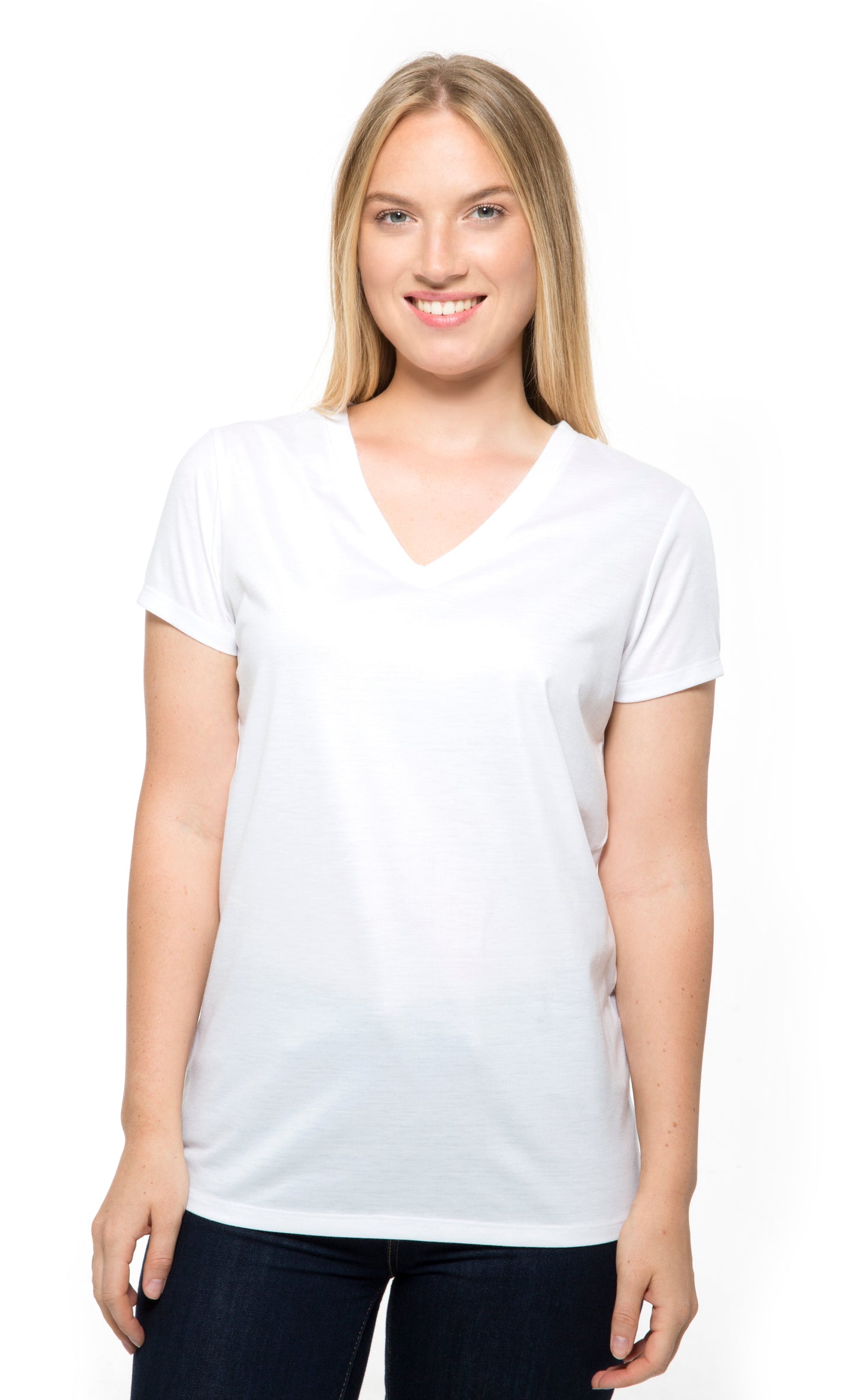 240RV • Womens Liquid Jersey Short-Sleeve V-Neck Tee