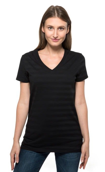 252RV • Womens Invisible Stripe Short-Sleeve V-Neck Tee